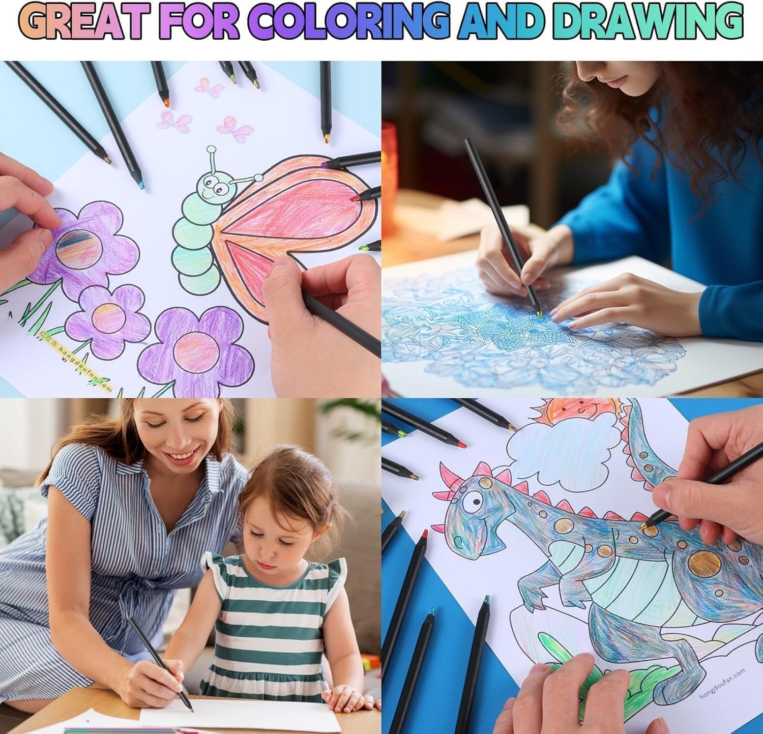 Rainbow Pencil Set ? Multi-Color Drawing & Writing Pencils for Kids & Artists, Smooth Color-Blending Rainbow Core Pencils for School, Art & Gifts