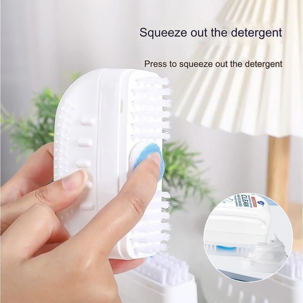 2 in 1 Shoe Cleaning Brush ? Dual-Sided Scrubber for Shoes, Sneakers & Soles, Soft Bristles & Hard Scraper for Deep Cleaning, Portable Shoe Care Tool