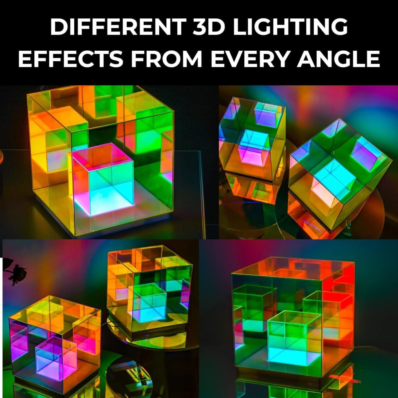 Infinity Cube Lamp ? LED Optical Illusion Light with 3D Mirror Effect, USB Powered Mood Light for Desk, Bedroom, Office & Home D?cor