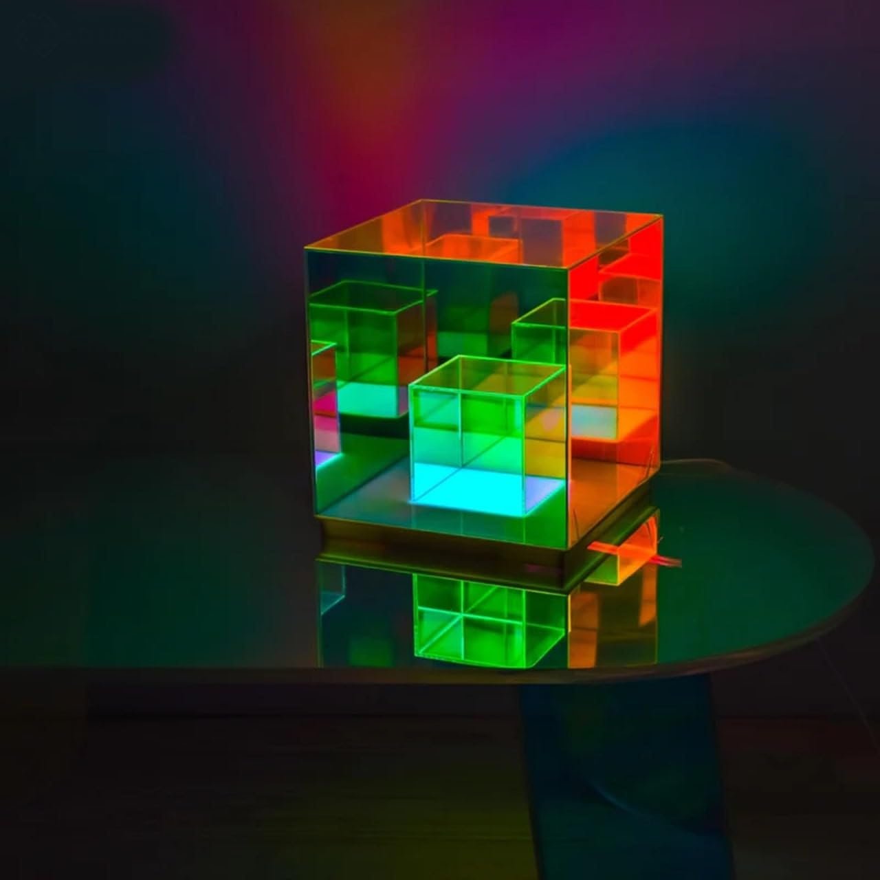 Infinity Cube Lamp ? LED Optical Illusion Light with 3D Mirror Effect, USB Powered Mood Light for Desk, Bedroom, Office & Home D?cor