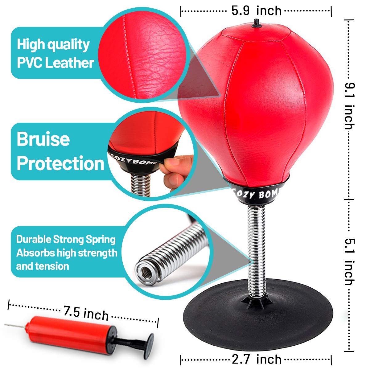 Desktop Punching Ball ? Stress Relief Speed Bag with Suction Base, Mini Boxing Ball for Office Desk, Workouts & Focus Boosting