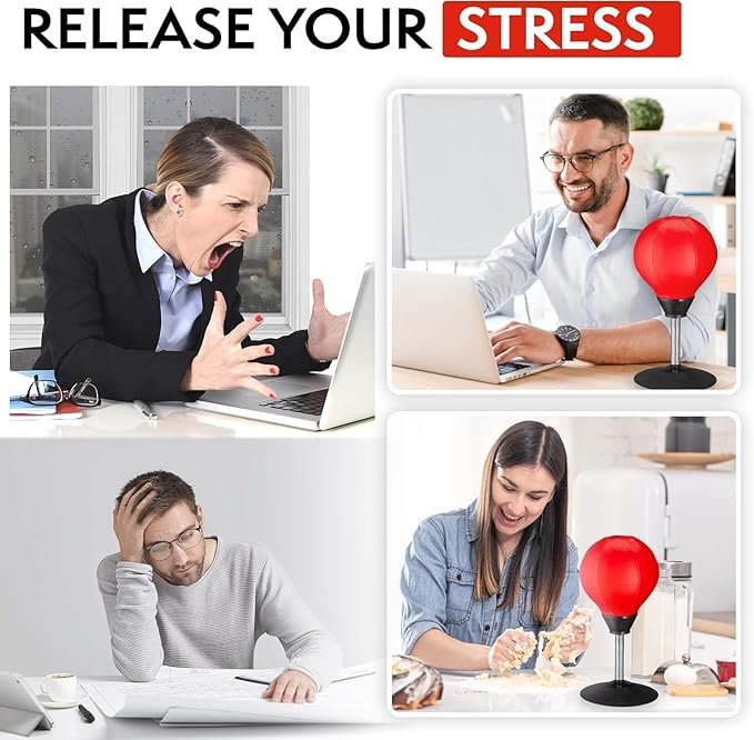 Desktop Punching Ball ? Stress Relief Speed Bag with Suction Base, Mini Boxing Ball for Office Desk, Workouts & Focus Boosting
