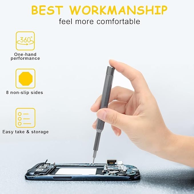24 in 1 Precision Screwdriver Set ? Magnetic Repair Tool Kit with Aluminum Handle & 24 Bits, Compact Pocket Set for Mobile, Laptop, Eyeglass & Electronics Repair