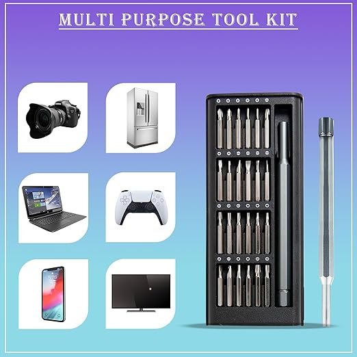 24 in 1 Precision Screwdriver Set ? Magnetic Repair Tool Kit with Aluminum Handle & 24 Bits, Compact Pocket Set for Mobile, Laptop, Eyeglass & Electronics Repair