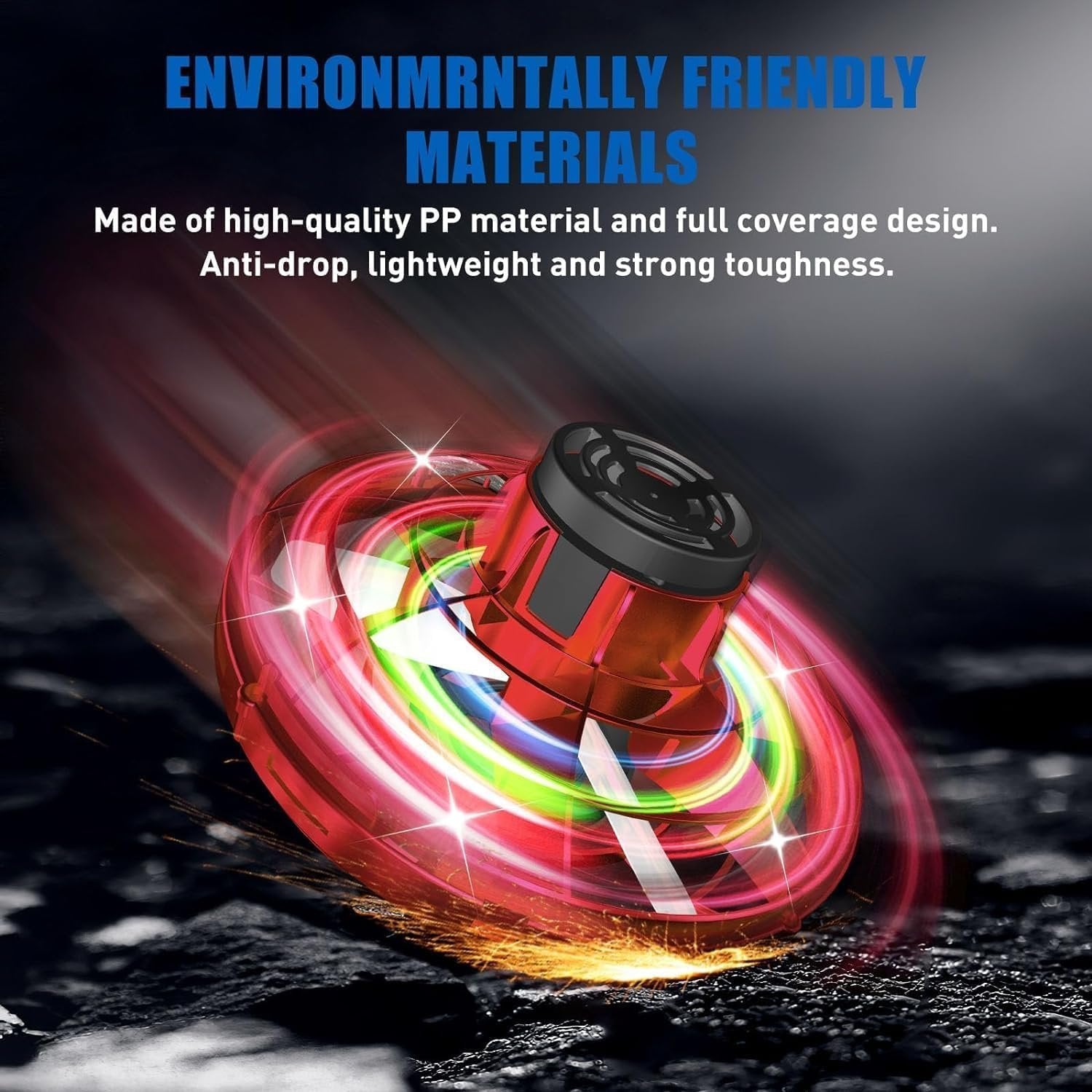 Flying Gyro Spinner ? Rechargeable Hand-Controlled Boomerang Spinner Toy with LED Lights, 360? Rotating Mini Drone for Kids & Adults