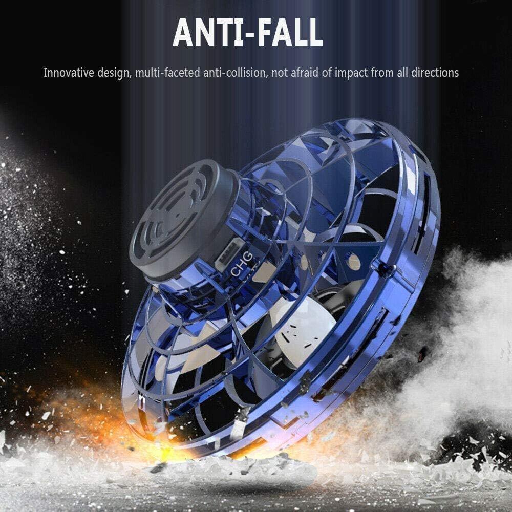 Flying Gyro Spinner ? Rechargeable Hand-Controlled Boomerang Spinner Toy with LED Lights, 360? Rotating Mini Drone for Kids & Adults