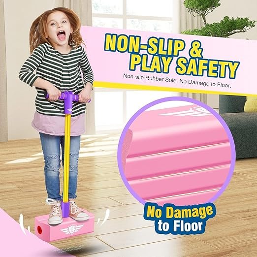 Pogo Jumper for Kids ? Foam Bouncy Jump Stick with Squeaky Sound, Safe Indoor & Outdoor Fun Exercise Toy for Boys & Girls (Ages 3+)