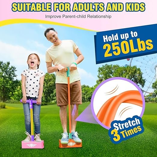 Pogo Jumper for Kids ? Foam Bouncy Jump Stick with Squeaky Sound, Safe Indoor & Outdoor Fun Exercise Toy for Boys & Girls (Ages 3+)