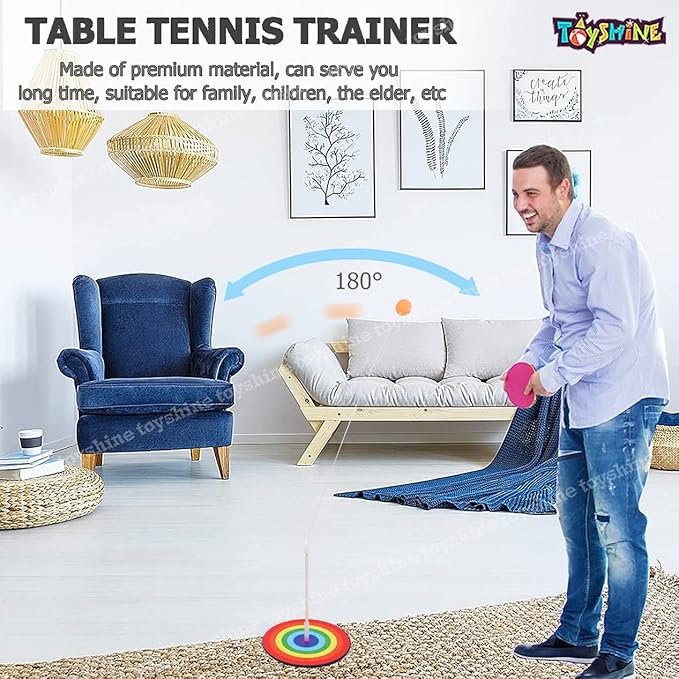 Ping Pong Table Tennis Trainer ? Solo Training Set with Elastic Rod & Base, Portable Practice Tool for Kids & Adults, Indoor Outdoor Ping Pong Rebounder