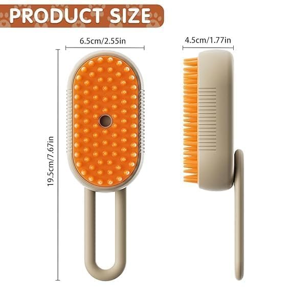 Handle Pet Steam Brush ? Portable Grooming Steamer for Dogs & Cats, Removes Loose Hair, Dirt & Odor, Gentle Detangling Brush for All Fur Types