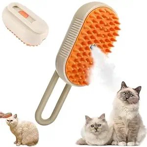 Handle Pet Steam Brush ? Portable Grooming Steamer for Dogs & Cats, Removes Loose Hair, Dirt & Odor, Gentle Detangling Brush for All Fur Types