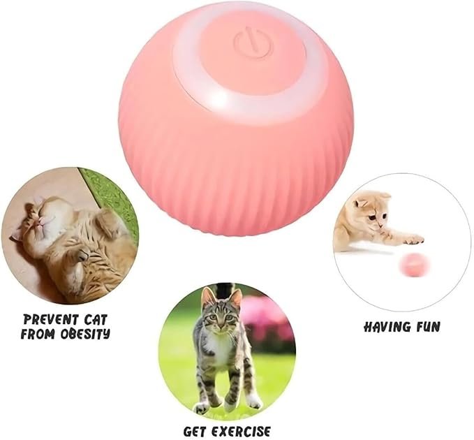 Pet Teasing Ball ? Interactive Automatic Rolling Ball Toy for Dogs & Cats, USB Rechargeable Smart Ball with LED Light for Indoor Play & Exercise