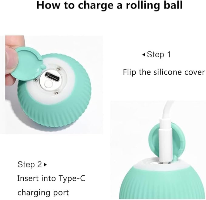 Pet Teasing Ball ? Interactive Automatic Rolling Ball Toy for Dogs & Cats, USB Rechargeable Smart Ball with LED Light for Indoor Play & Exercise