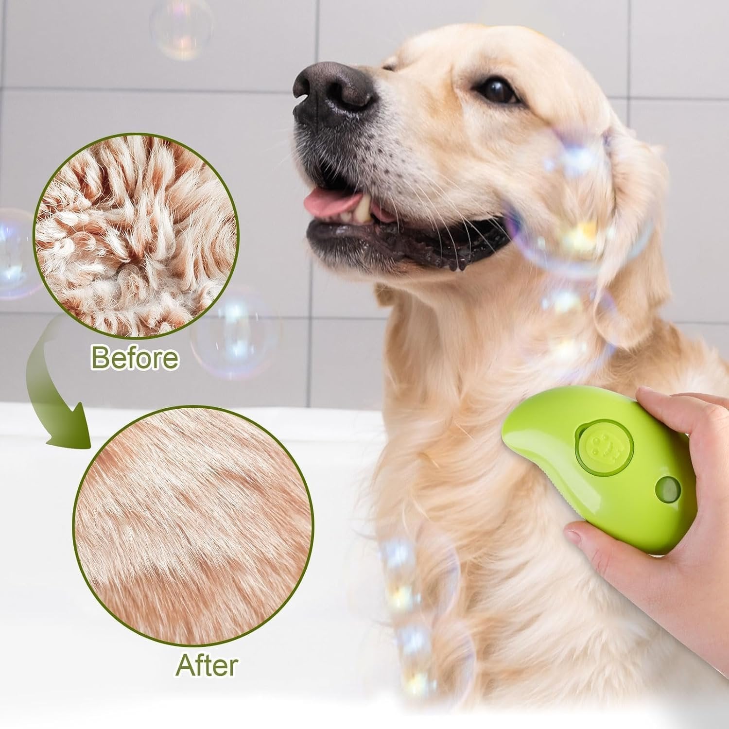 Pet Steam Brush ? 2-in-1 Grooming & Cleaning Tool for Dogs & Cats, Gentle Steam Deodorizer with Detangling Brush for Shedding & Hair Care