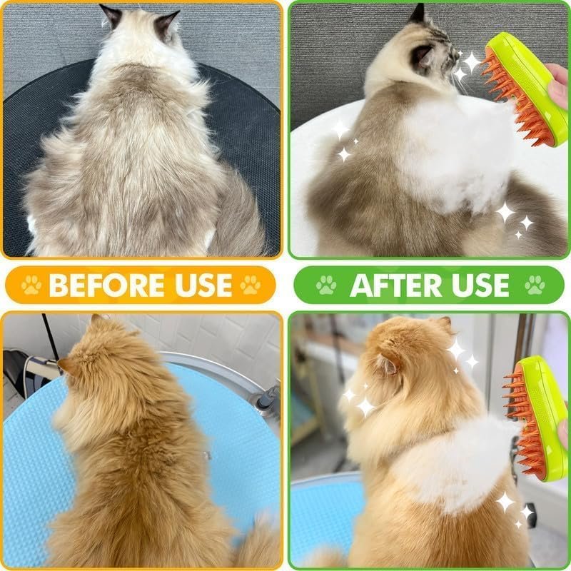 Pet Steam Brush ? 2-in-1 Grooming & Cleaning Tool for Dogs & Cats, Gentle Steam Deodorizer with Detangling Brush for Shedding & Hair Care