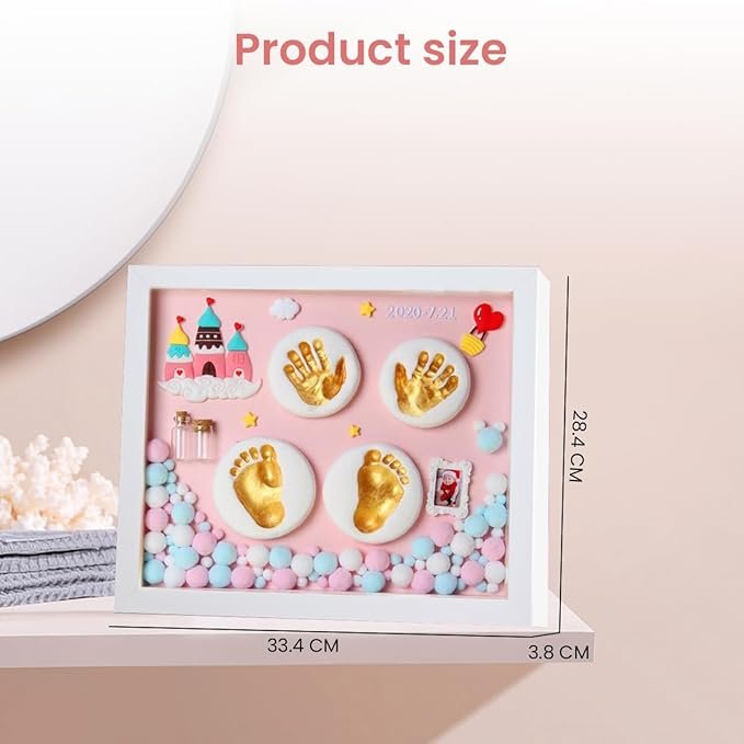 Baby Hand & Footprint Clay Kit ? Non-Toxic Keepsake Frame with Soft Air-Dry Clay for Newborn Handprint & Footprint | Memory Gift for Baby Shower, Mom & Dad