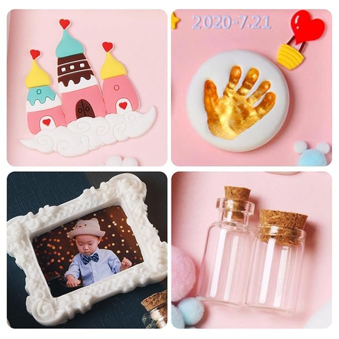 Baby Hand & Footprint Clay Kit ? Non-Toxic Keepsake Frame with Soft Air-Dry Clay for Newborn Handprint & Footprint | Memory Gift for Baby Shower, Mom & Dad