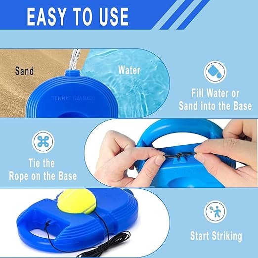 Solo Tennis Trainer ? Portable Tennis Practice Rebounder with Elastic Rope & Base | Self-Training Tennis Ball Set for Beginners & Professionals