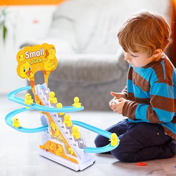 Small Duck Track Toy ? Climbing Duck Slide with Music & Lights | Fun Educational Track Playset for Toddlers & Kids | Battery Operated Baby Toy
