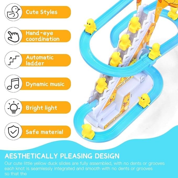 Small Duck Track Toy ? Climbing Duck Slide with Music & Lights | Fun Educational Track Playset for Toddlers & Kids | Battery Operated Baby Toy