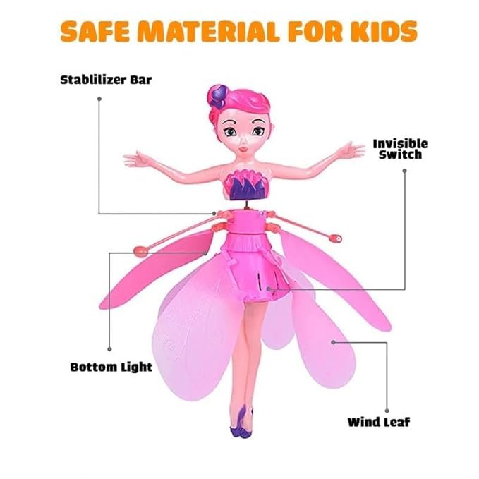 Flying Fairy Doll ? Hand Controlled Infrared Induction Hover Toy with LED Lights | USB Rechargeable, Auto Take-Off Magic Princess Doll for Girls (Ages 5+)