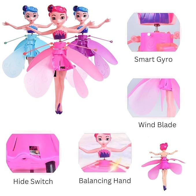 Flying Fairy Doll ? Hand Controlled Infrared Induction Hover Toy with LED Lights | USB Rechargeable, Auto Take-Off Magic Princess Doll for Girls (Ages 5+)