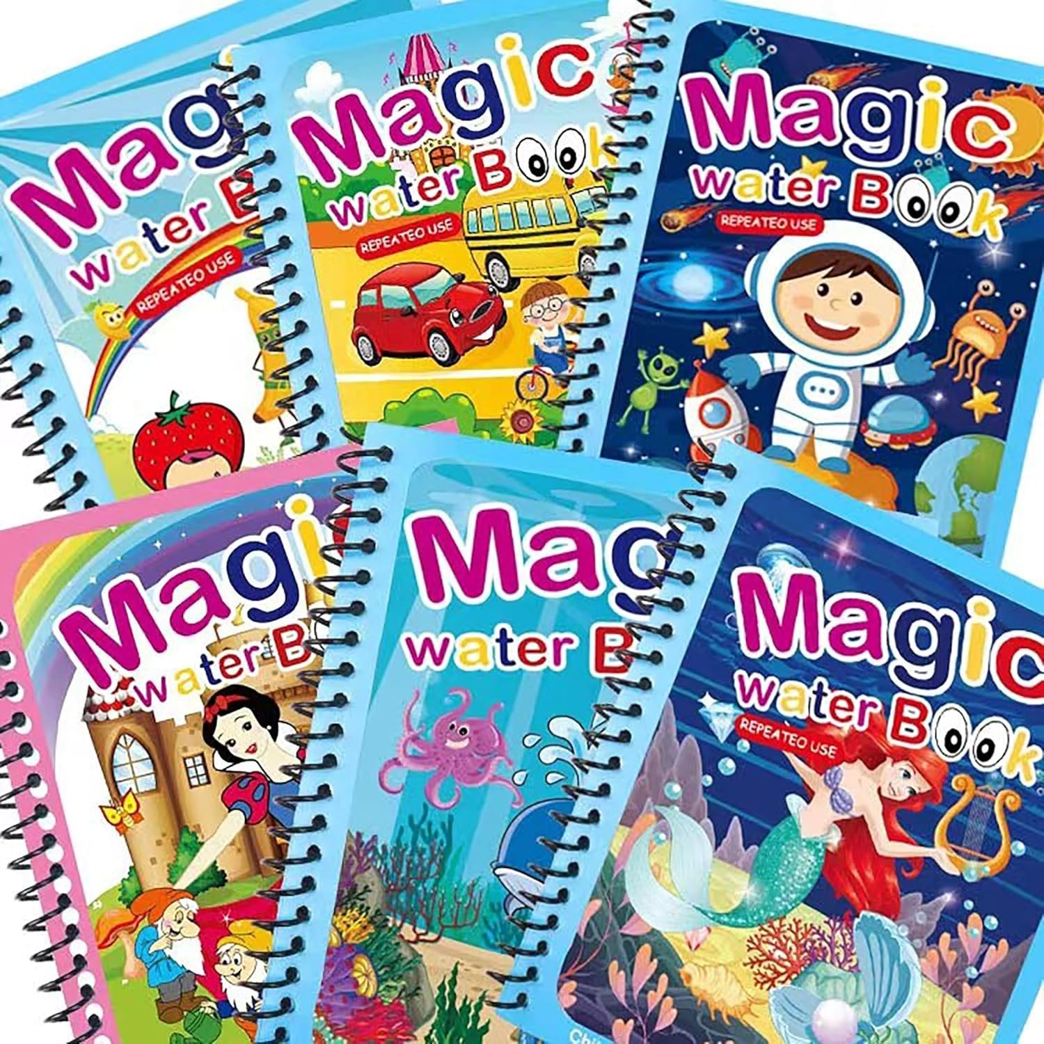 Magic Water Book for Kids ? Reusable Water Coloring Book with Pen | Mess-Free Learning & Drawing Activity for Toddlers & Preschoolers (Set of 1)