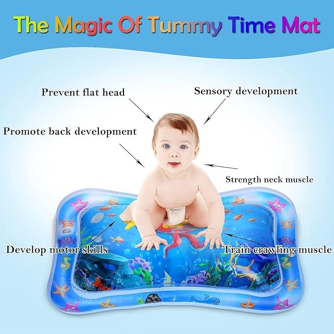 Baby Water Play Mat | Inflatable Tummy Time Mat for Infants & Toddlers | Leak-Proof Sensory Toy with Colorful Floating Animals for Early Development