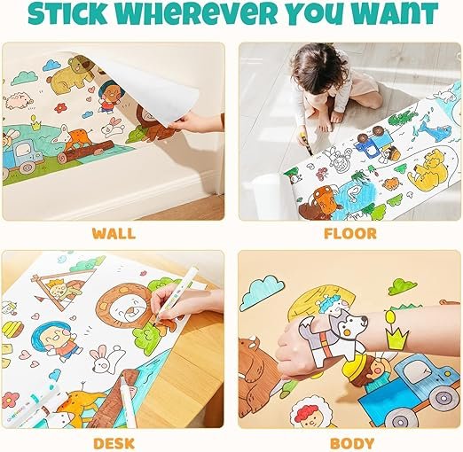 Drawing Paper Roll for Kids ? 12 Inch Wide White Art Paper Roll for Painting, Coloring, and Crafts ? 100 Feet Long Roll for Easel, Wall, and Table Use