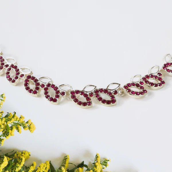 American Diamond Studded Floral Shaped Necklace with Earrings ? Sparkling Jewelry Set for Women