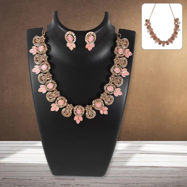 Pink & White Diamond Necklace Set ? Elegant Jewelry with Feminine Colors for Women
