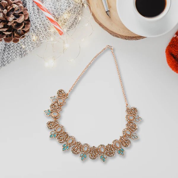 Sky Blue and White Diamond Necklace Set ? Stunning Jewelry for Women