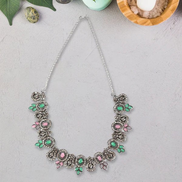 Exquisite Pink & Green Color Necklace Set ? Vibrant and Elegant Jewelry for Women
