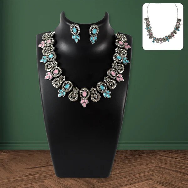 Sky Blue & Pink Color Necklace Set ? Stylish and Feminine Jewelry for Women