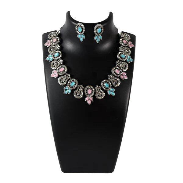 Sky Blue & Pink Color Necklace Set ? Stylish and Feminine Jewelry for Women