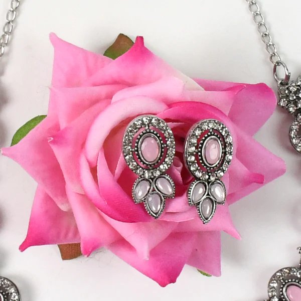 Exquisite Pink & White Diamond Necklace Set ? Radiant Elegance Jewelry for Women