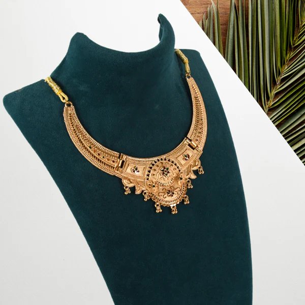 Elegant Gold-Plated Necklace Set for Women ? Traditional Jewelry with Matching Earrings | Perfect for Weddings and Festivals