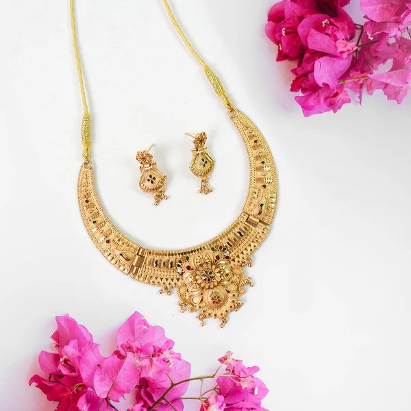 Glamorous Gold Plated Necklace Set for Women ? Shine Bright at Every Event | Statement Jewelry for Festive Wear