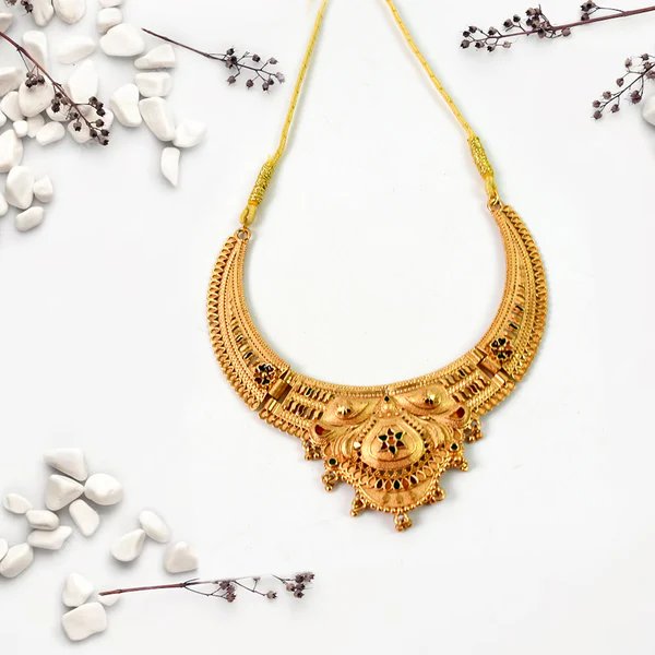 Gold Plated Necklace Set for Women ? Sophisticated Indian Jewelry Set for Weddings, Parties & Special Occasions ? Elegant Gold Tone Statement Necklace with Earrings