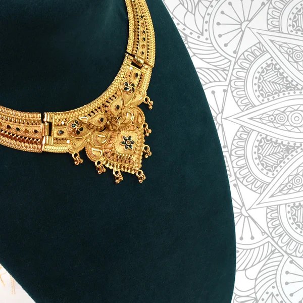 Gold Plated Necklace Set for Women ? Classic Indian Jewelry for Weddings, Parties & Daily Wear ? Elegant Gold Tone Necklace with Earrings