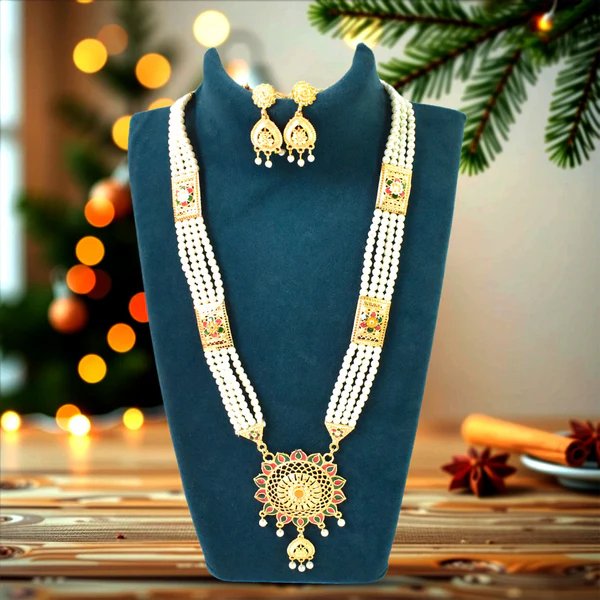 Moti Pearl Necklace Set for Women ? Elegant White Pearl Jewelry with Earrings ? Traditional Indian Necklace Set for Weddings & Festive Wear