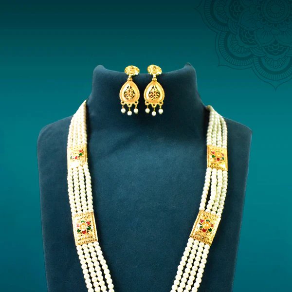 Classic Moti Pearl Necklace Set for Women ? Luxurious Indian Pearl Jewelry with Earrings ? Perfect for Weddings, Parties & Traditional Wear