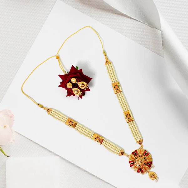 Timeless Moti Necklace and Earring Set ? Pure Pearl Perfection for Elegant Women, Ideal Gift for Weddings & Celebrations