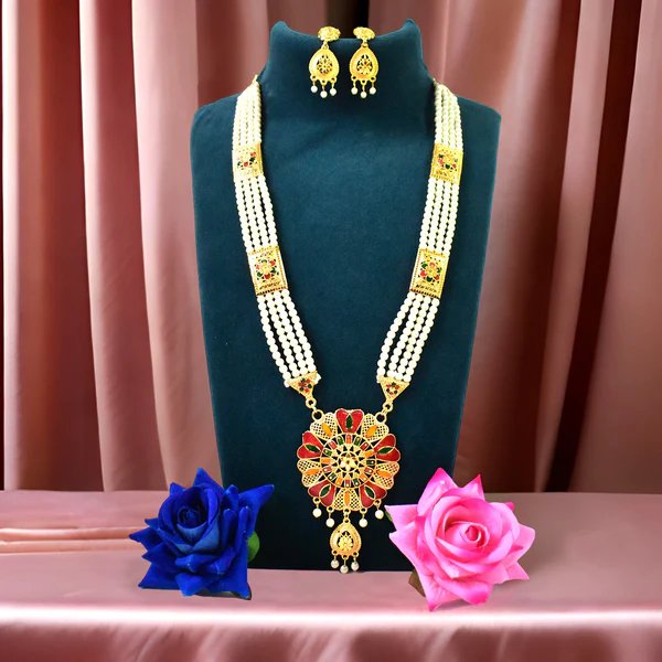 Timeless Moti Necklace and Earring Set ? Pure Pearl Perfection for Elegant Women, Ideal Gift for Weddings & Celebrations