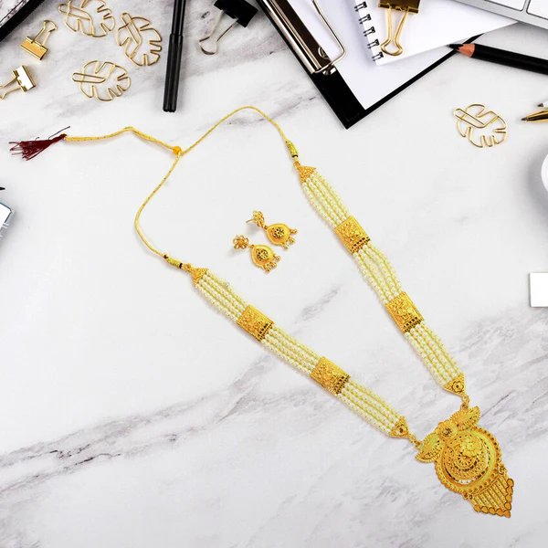 Traditional Moti Necklace with Graceful Shine ? Classic Pearl Jewelry for Timeless Elegance