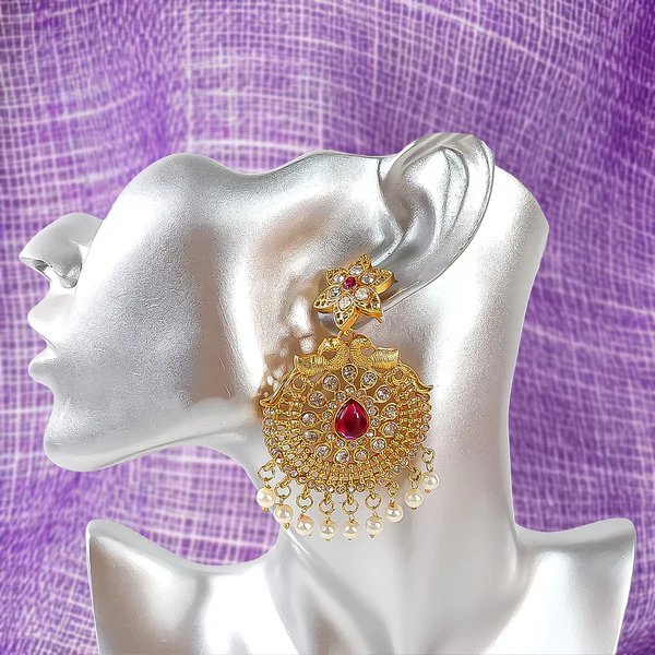 Traditional Gold Plated Chandbali Earrings  Elegant Indian Design, Lightweight & Stylish Jewelry for Women