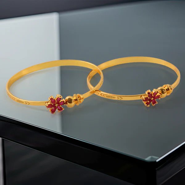 Timeless Golden Bangles (1 Pair)  Classic & Elegant Gold Plated Bangles for Women, Perfect for Weddings & Special Events