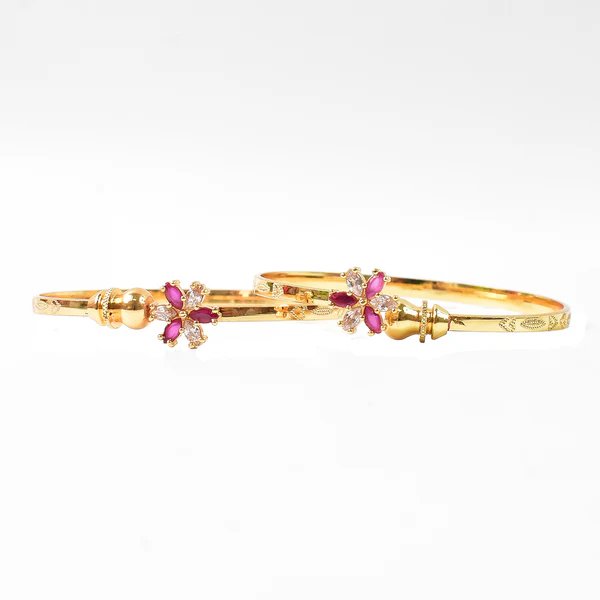 Classic Golden Bangles (1 Pair)  Timeless & Elegant Gold Plated Bangles for Women, Perfect for Weddings & Special Occasions