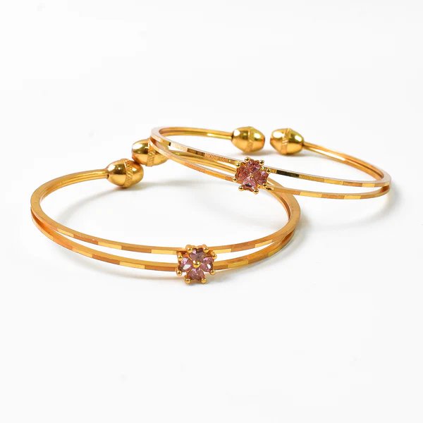 Stylish Golden Bangles (1 Pair)  Trendy Gold Plated Bangles for Women, Ideal for Daily Wear & Special Occasions