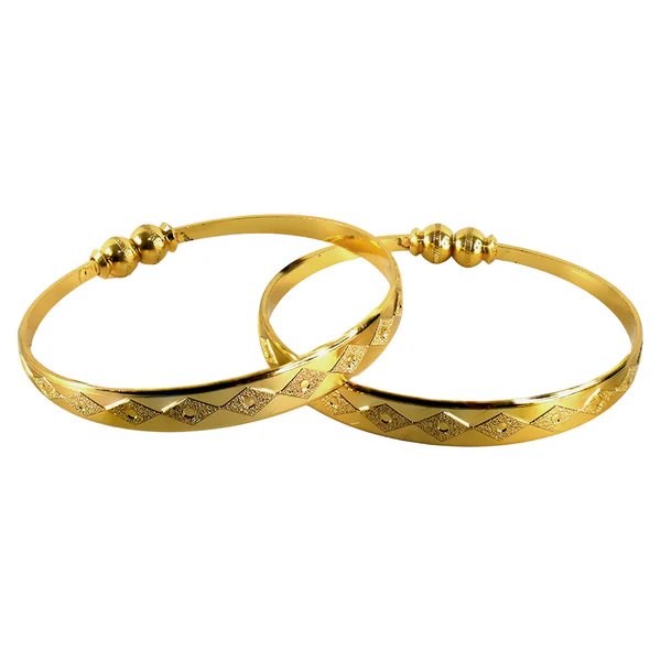 Textured Traditional-Style Bangles with Beaded Detailing  Elegant Gold Plated Bangles for Women, Ideal for Weddings & Festive Occasions
